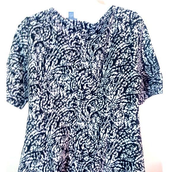 NWOT Rabbit Designs Women Sz 14 Black White Short Sleeve Dress Sheath Stretch - Picture 5 of 8